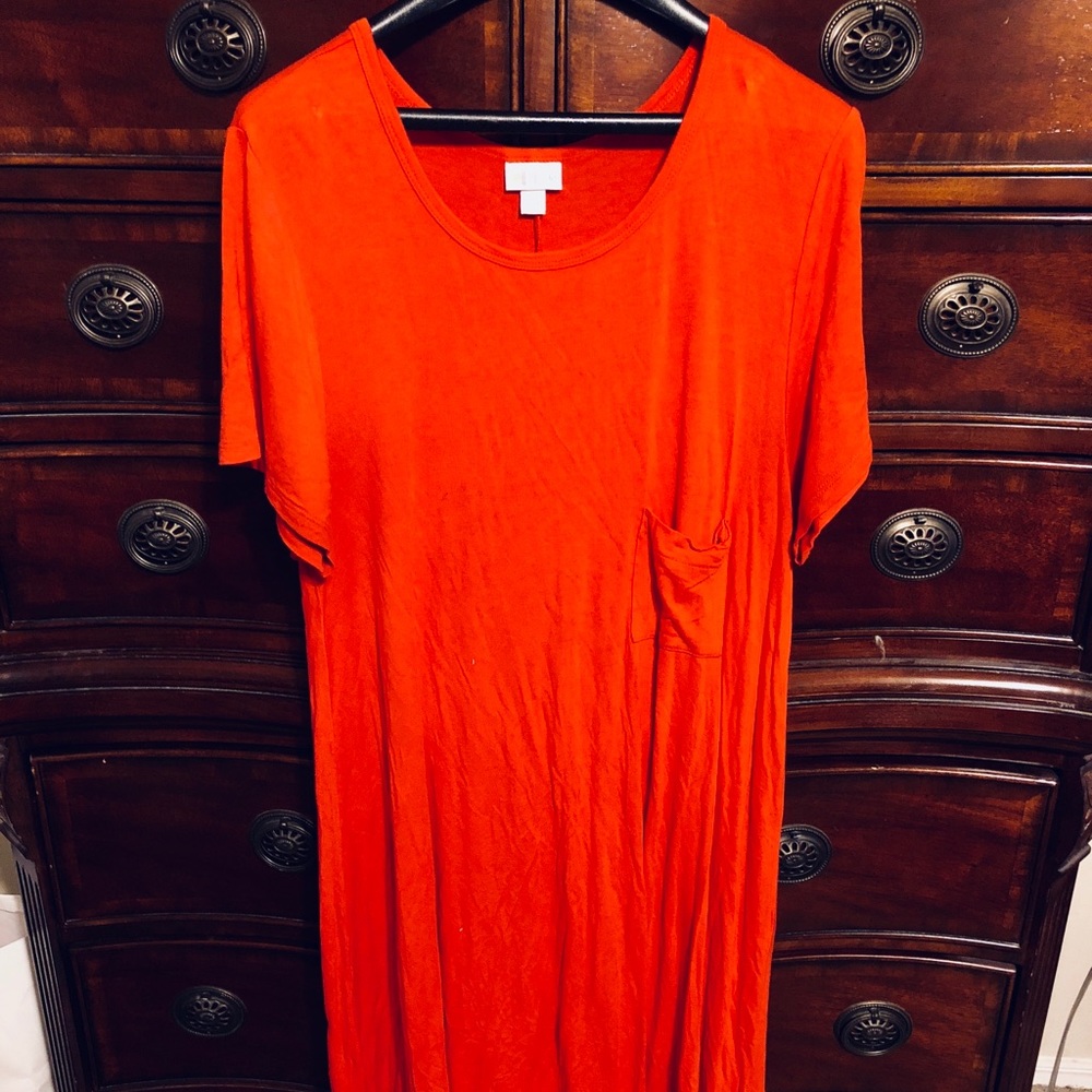 Solid red Lularoe Carly Dress M
